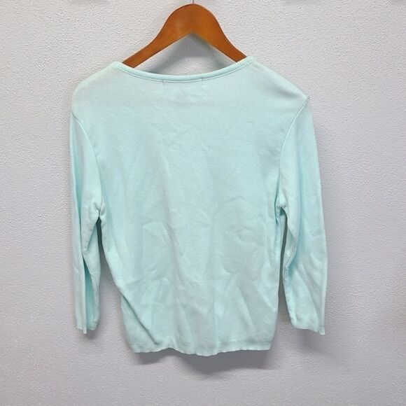Gloria Vanderbilt Vintage Sweater Small Floral Lightweight Mint Green - Picture 6 of 8
